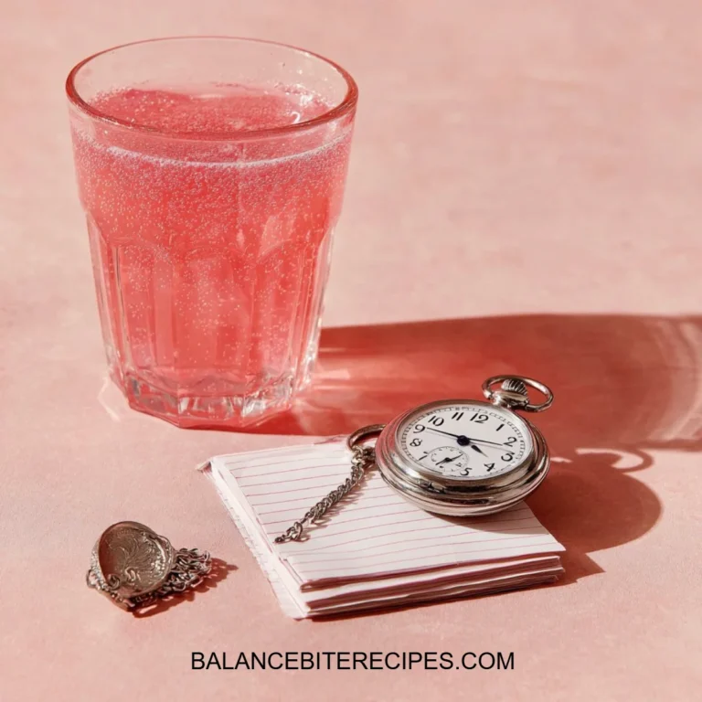 Dr. Rocio Pink Gelatin Drink in a glass with fresh fruits